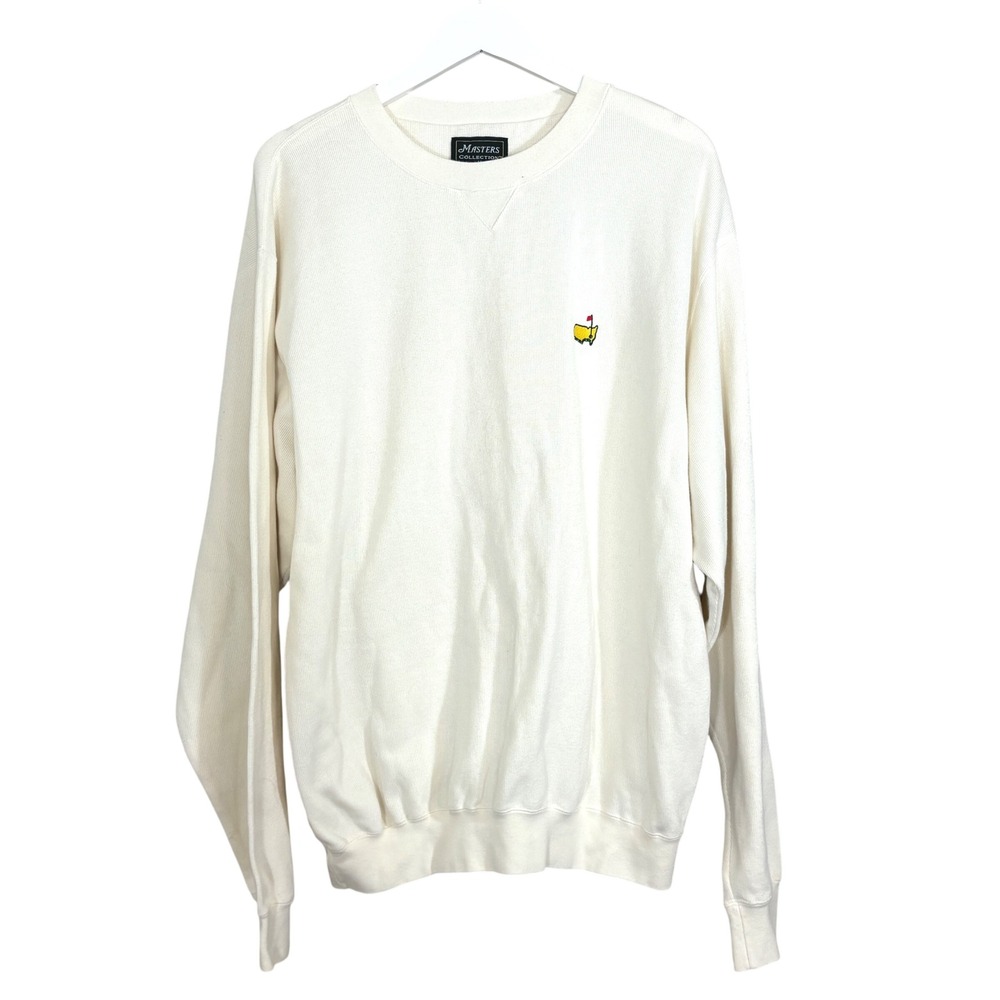 Masters Collection Mens White Cotton Crewneck Sweatshirt Golf Logo Size M